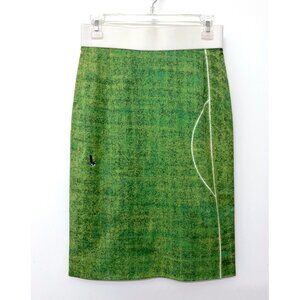Akris Punto Soccer Field Print Pencil Skirt Cotton Green Grass Football 4